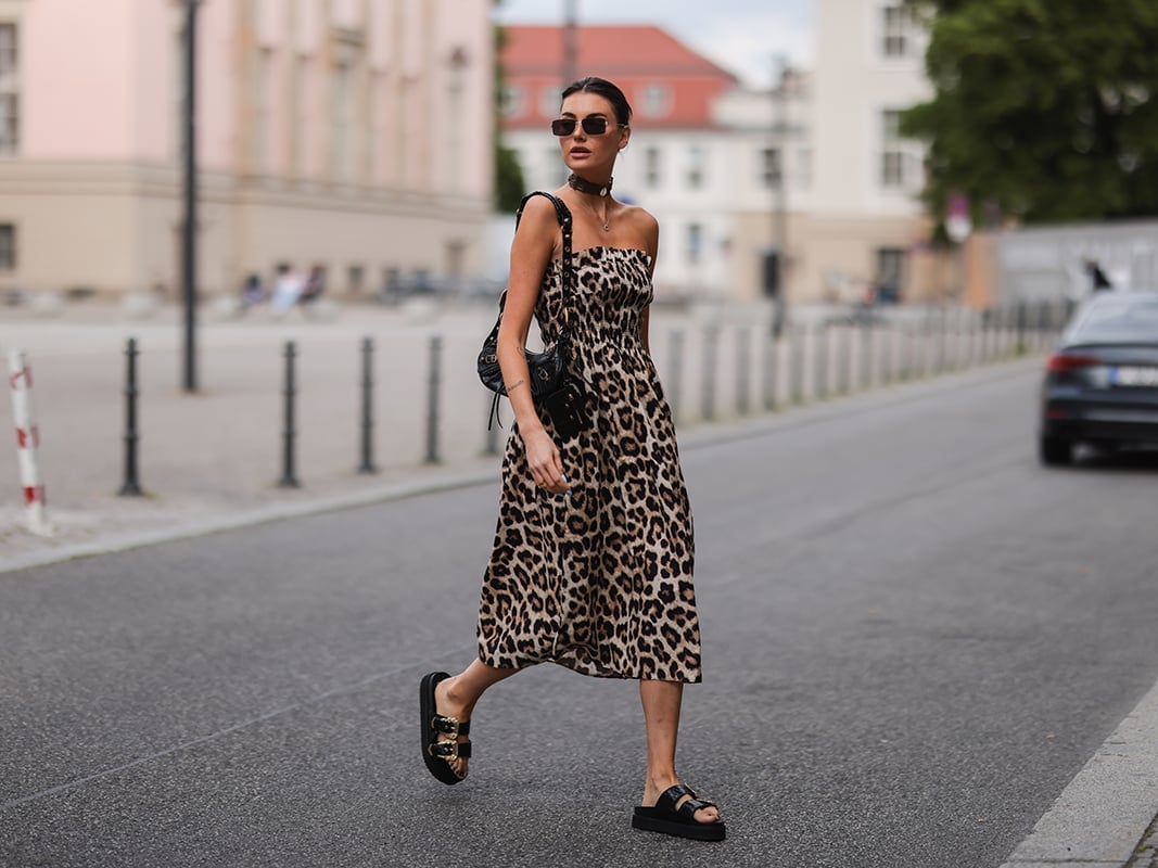 Strapless Leopard Print Dress with Platform Sandals Strapless Leopard Print Dress with Platform Sandals — Classy Zoo Outfits