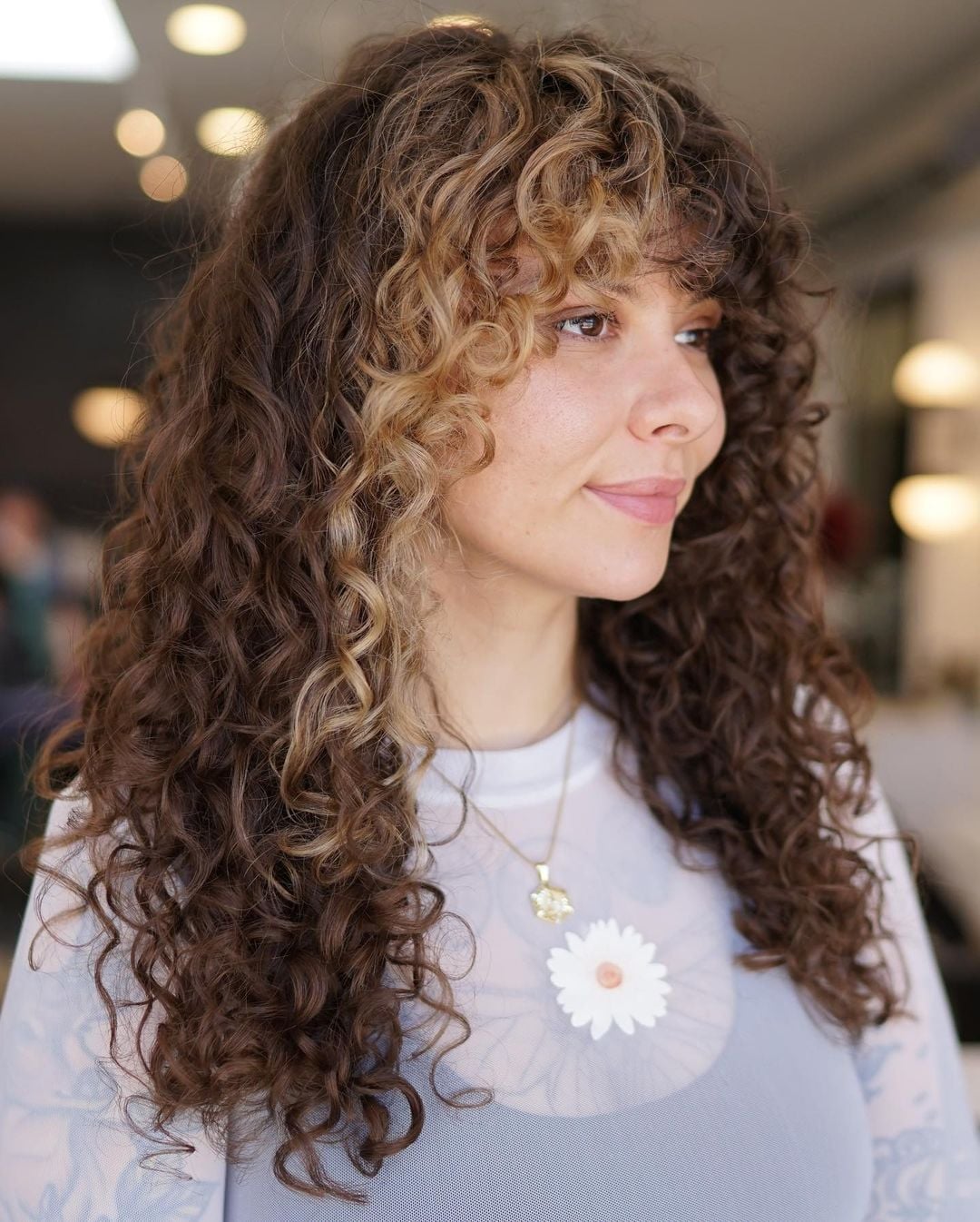 Mid-Back Dark Brown With Caramel Highlights and Air Dried Mid-Back Dark Brown With Caramel Highlights and Air Dried — Curly Hair Dye Styles