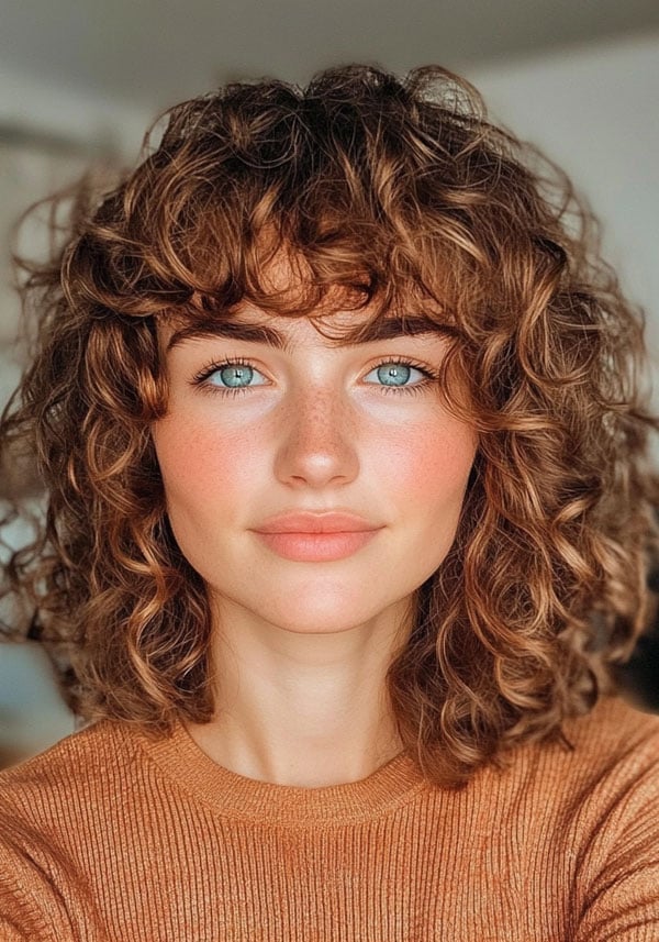 Collarbone Mocha Brown With Lighter Balayage And Full Fringe Collarbone Mocha Brown With Lighter Balayage And Full Fringe — Curly Hair Dye Styles