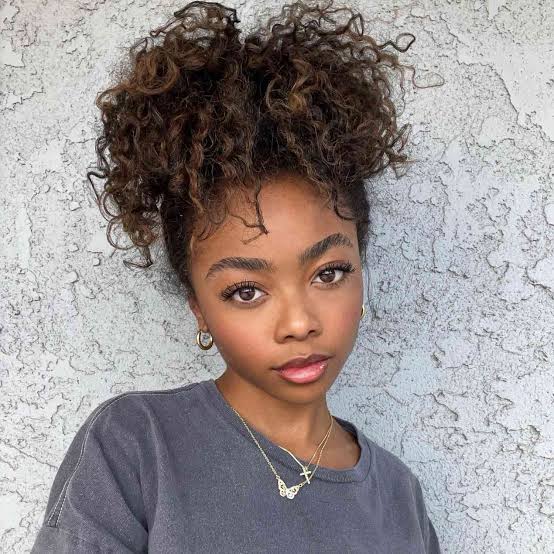 Mid Back High Messy Bun With Caramel Highlights — Cute Chic Hairstyles