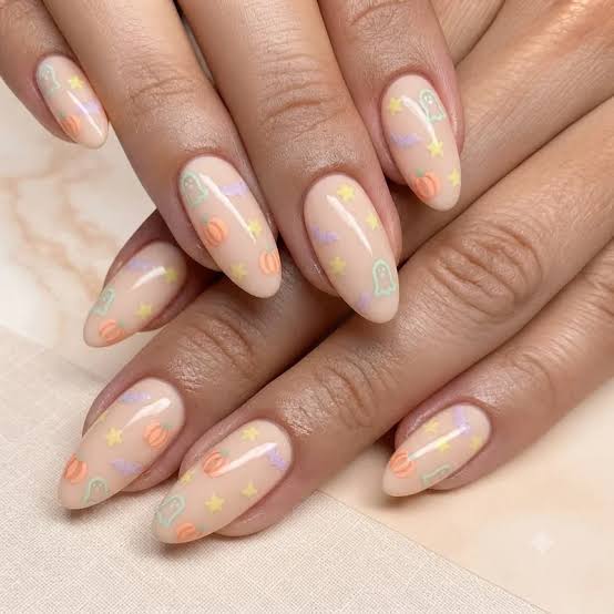 Almond Nails With Pastel Halloween Motifs — Cute Cute Nails
