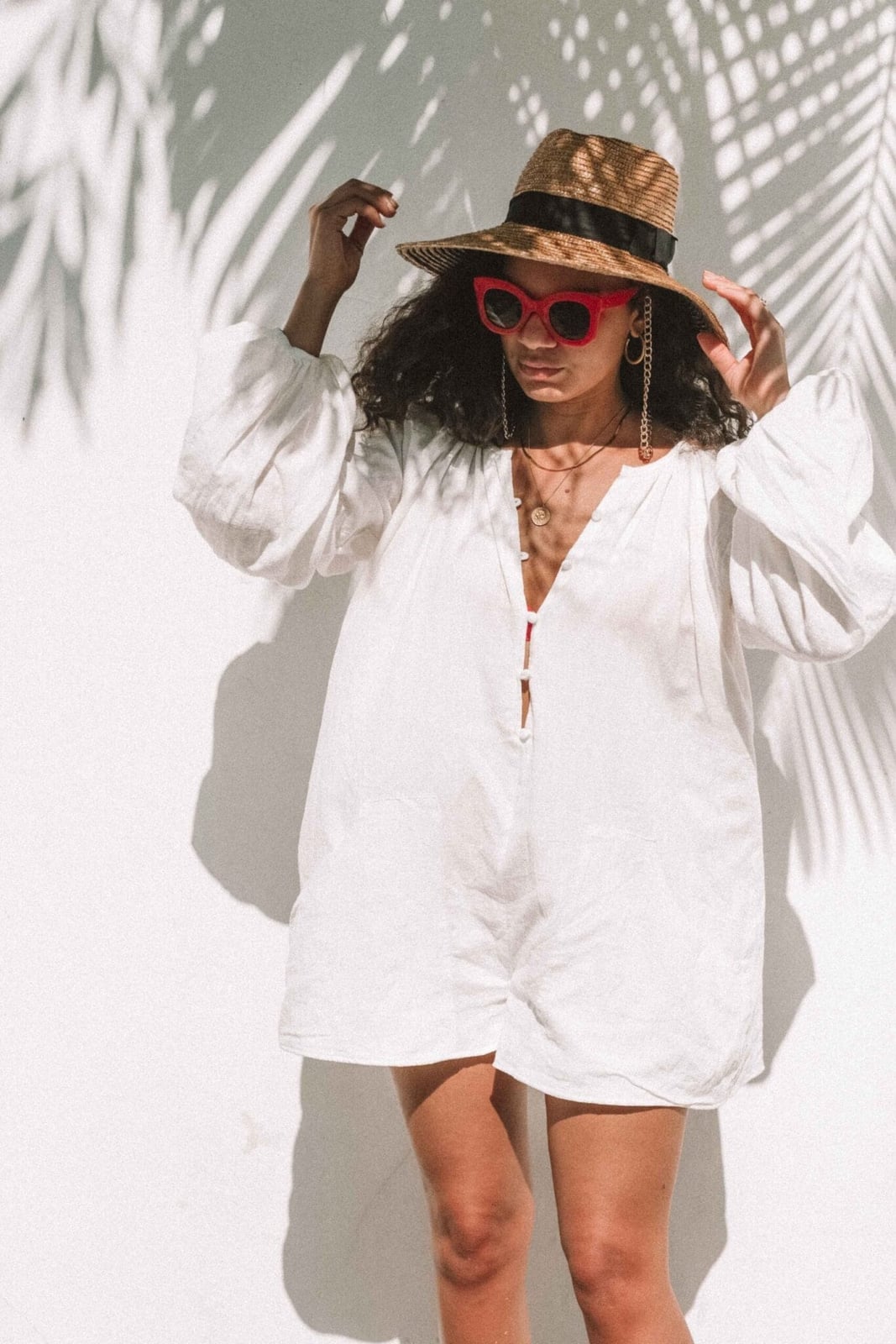 White Voluminous Sleeve Romper for Vacation — Cute Cute Outfits