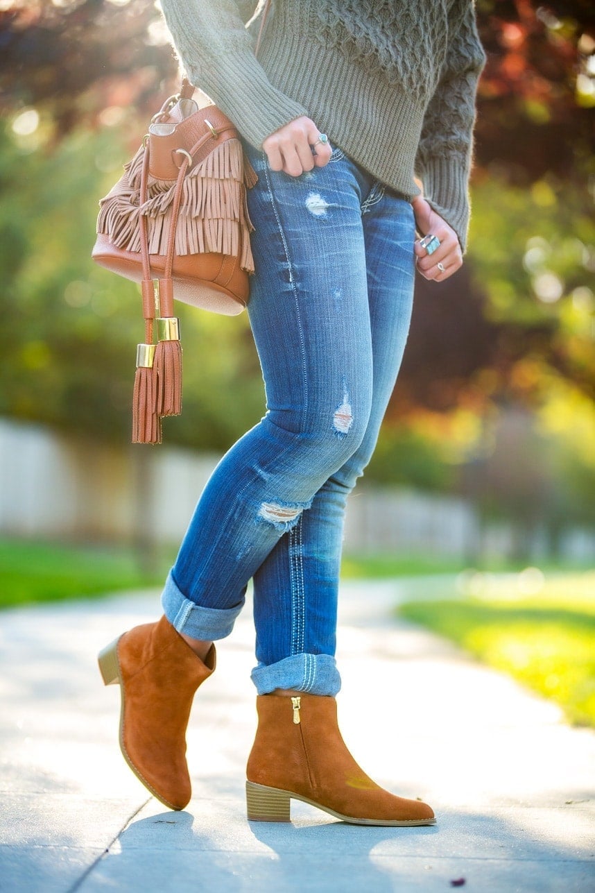 Green Knit Sweater with Distressed Jeans — Cute Cute Outfits