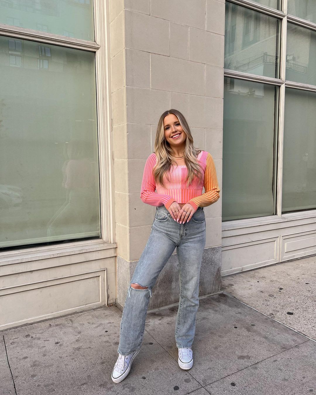 Tie-Dye Knit Top with Distressed Jeans — Cute Cute Outfits