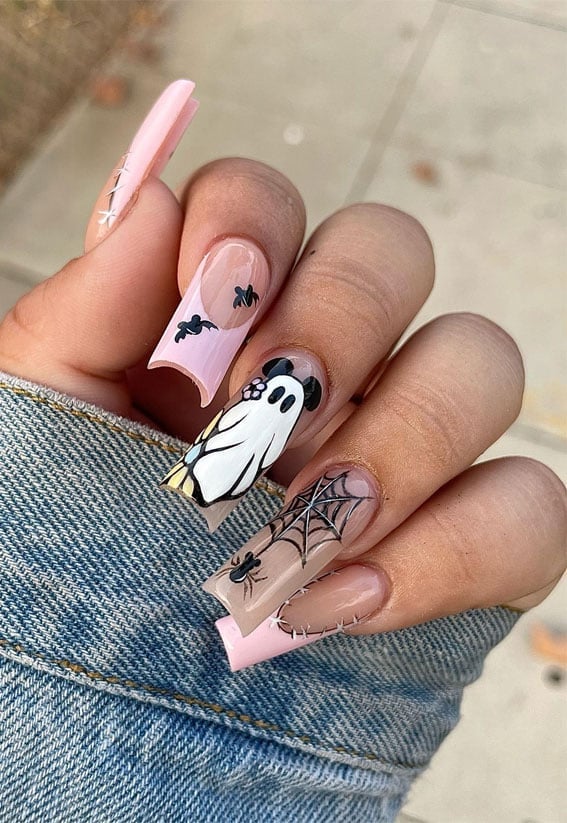Long Coffin Halloween Nails Long Coffin Halloween Nails — Cute Cute Square Nails