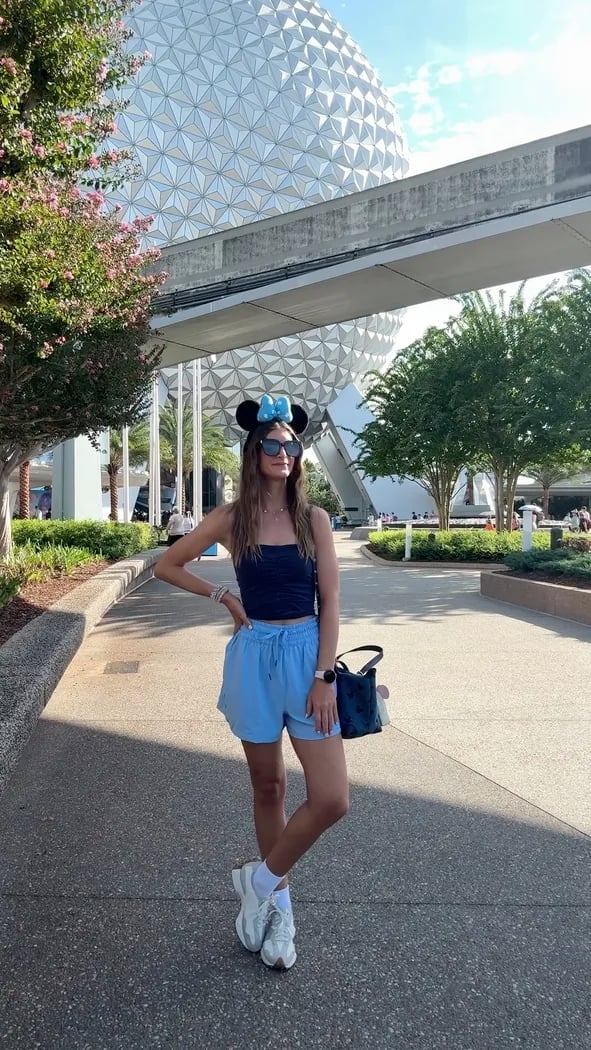 Navy Cropped Tank With Loose Shorts — Cute Disney Outfit Inspo