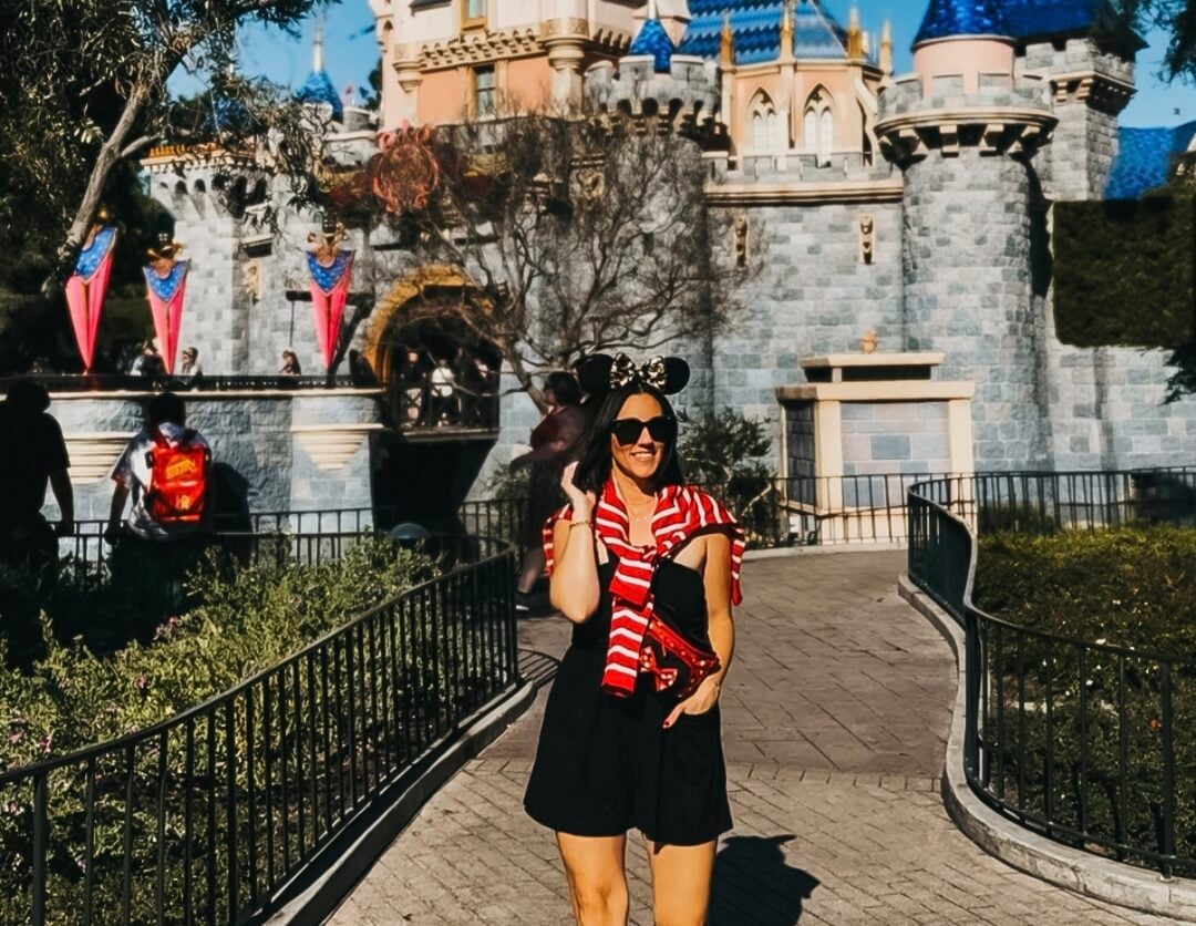 Black Sweater Dress With Striped Sweater — Cute Disney Outfit Inspo