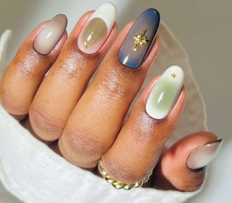 Long Stiletto Nude Olive Cat-Eye Nails Long Stiletto Nude Olive Cat-Eye Nails — Cute Gel Nails