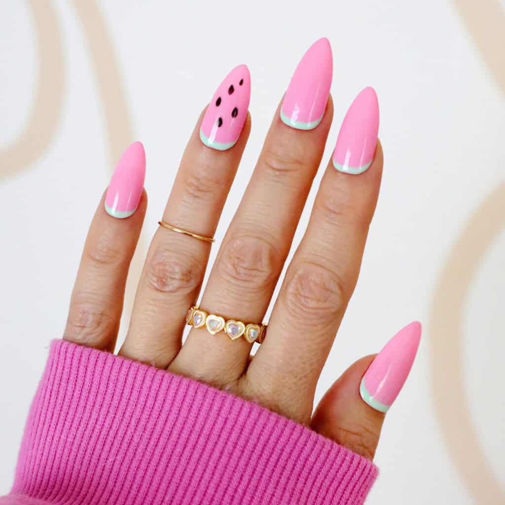 Long Stiletto Pink Mint Green Watermelon Nails Long Stiletto Pink Mint Green Watermelon Nails — Cute Gel Nails