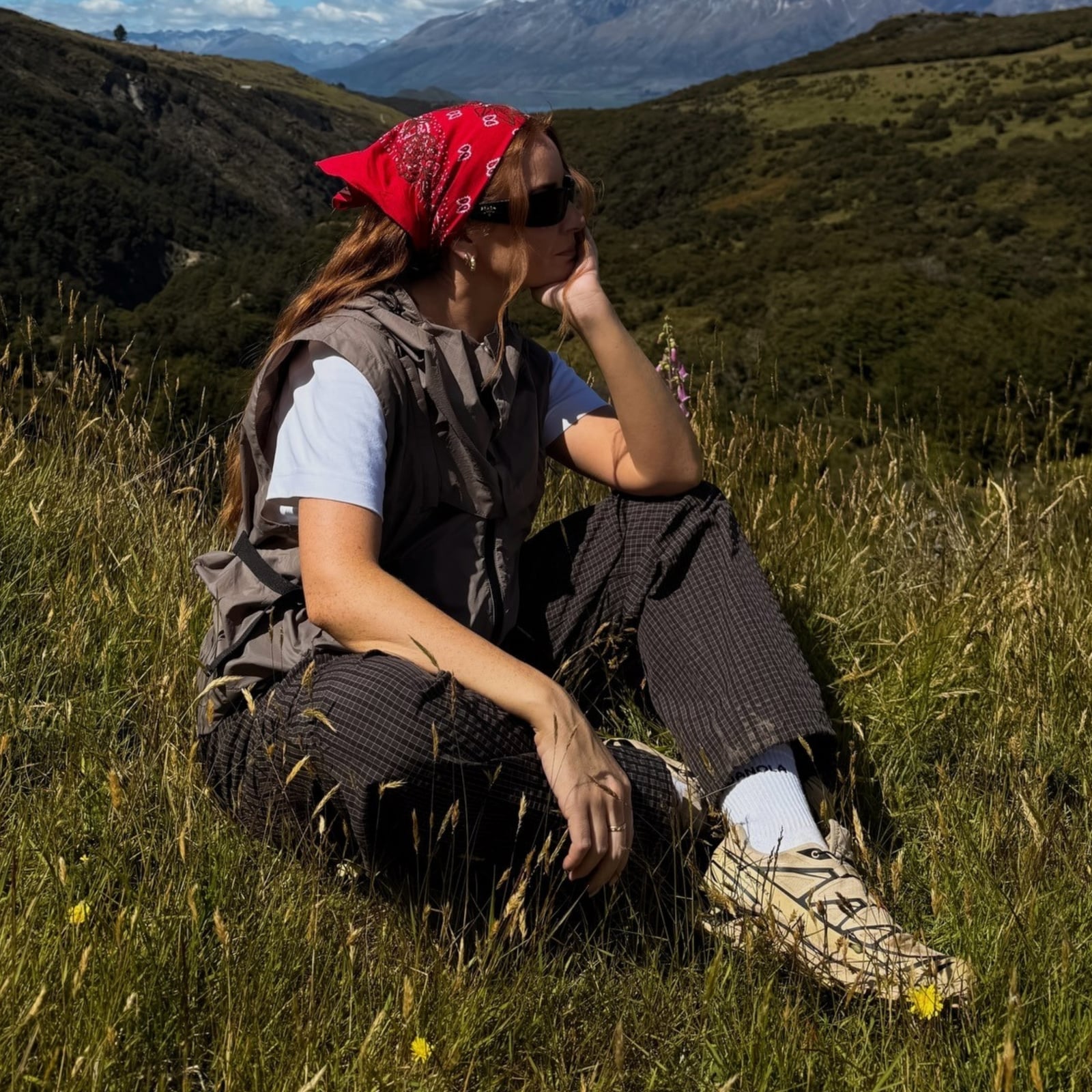 Utility Vest Over Plaid Pants For A Casual Hike — Cute Hiking Outfit Inspo