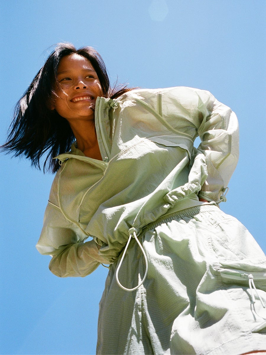 Pale Green Sheer Hooded Jacket — Cute Hiking Outfit Inspo