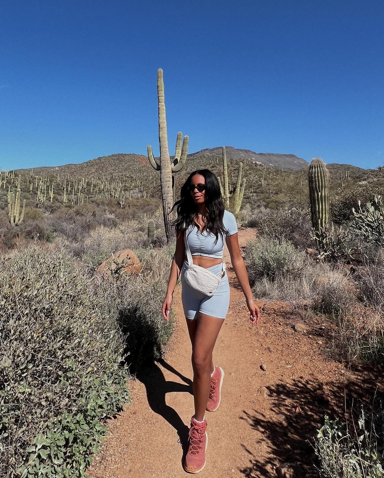 Blue Matching Set For A Desert Trail — Cute Hiking Outfit Inspo