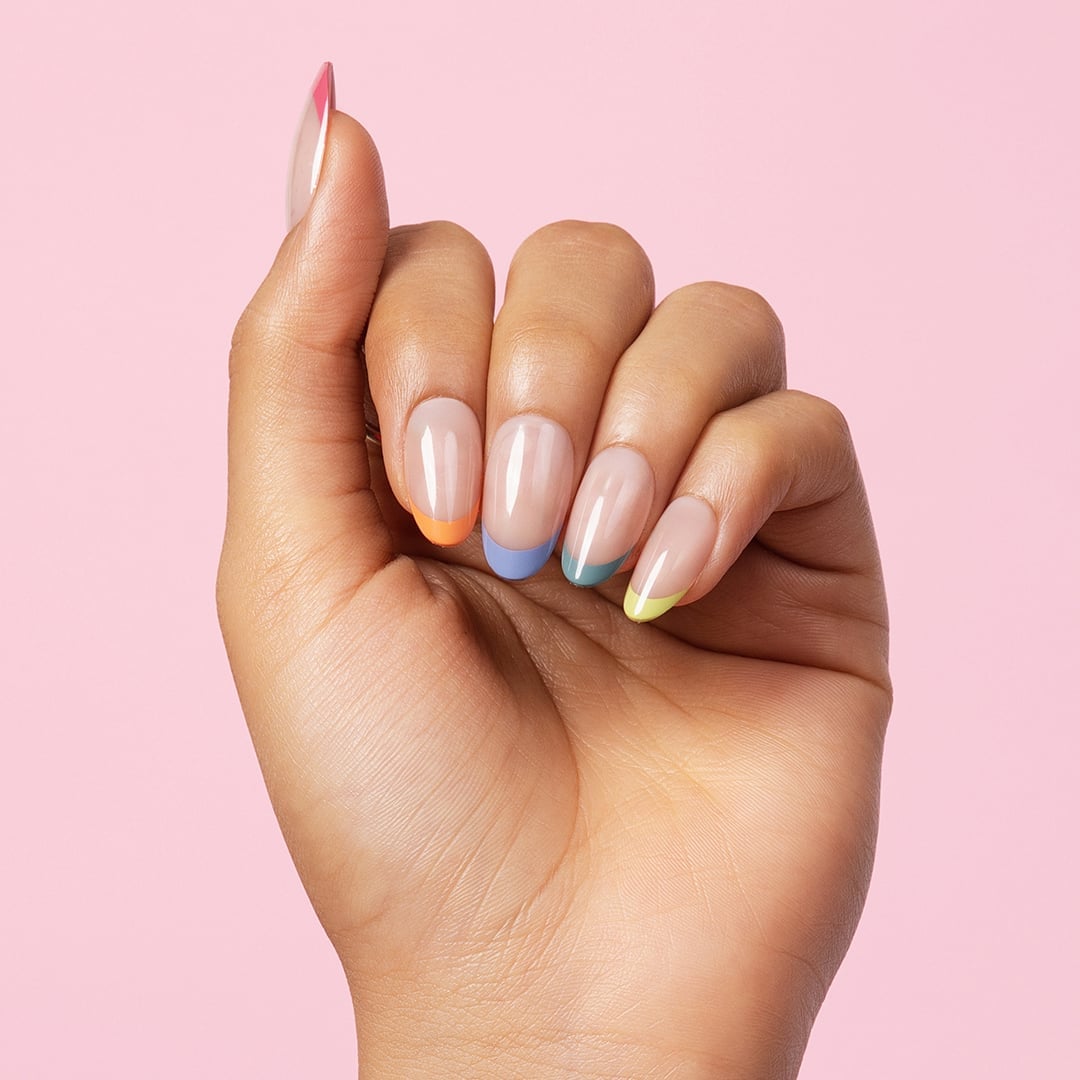 Medium Round Pastel French Tip Nails — Cute Medium Nails