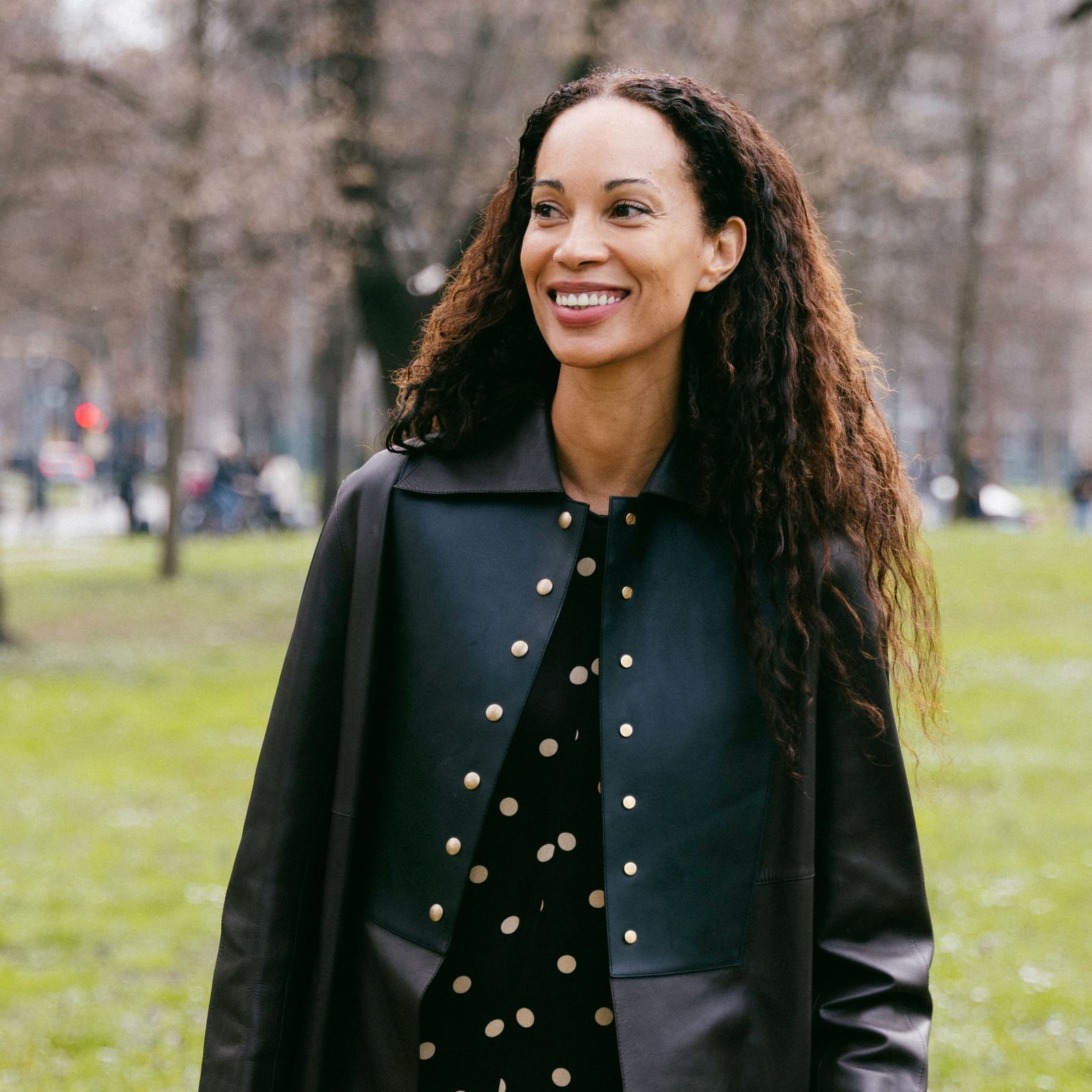 Black Polka Dot Dress with Leather Jacket Black Polka Dot Dress with Leather Jacket — Cute Polka Dot Outfits