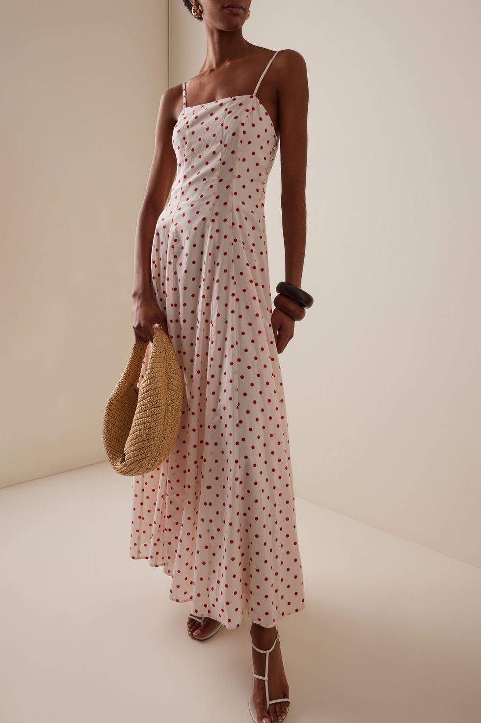 Pink Midi Dress with Red Polka Dots Pink Midi Dress with Red Polka Dots — Cute Polka Dot Outfits