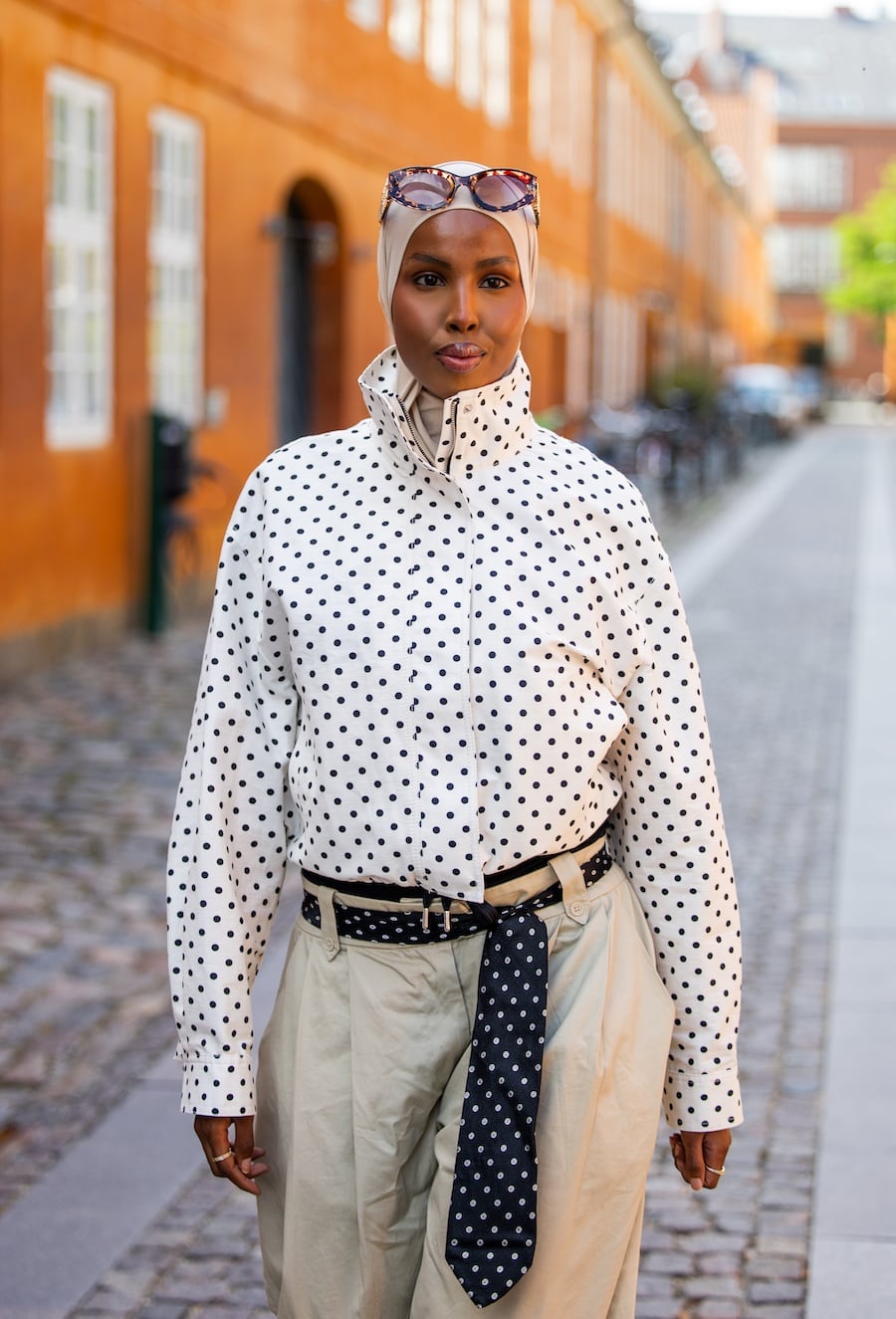 Oversized Polka Dot Jacket with Wide-Leg Trousers Oversized Polka Dot Jacket with Wide-Leg Trousers — Cute Polka Dot Outfits