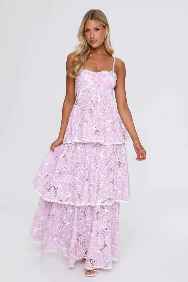 Lilac Tiered Lace A-Line Dress — Cute Purple Outfits
