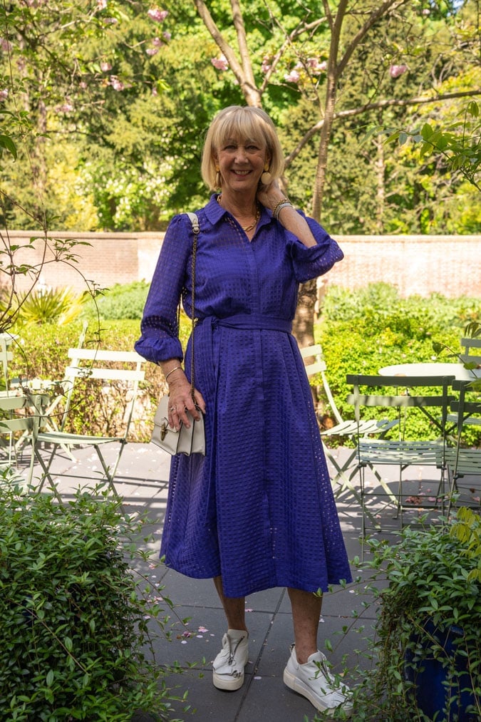 Royal Purple Textured Shirt Dress With Belt — Cute Purple Outfits
