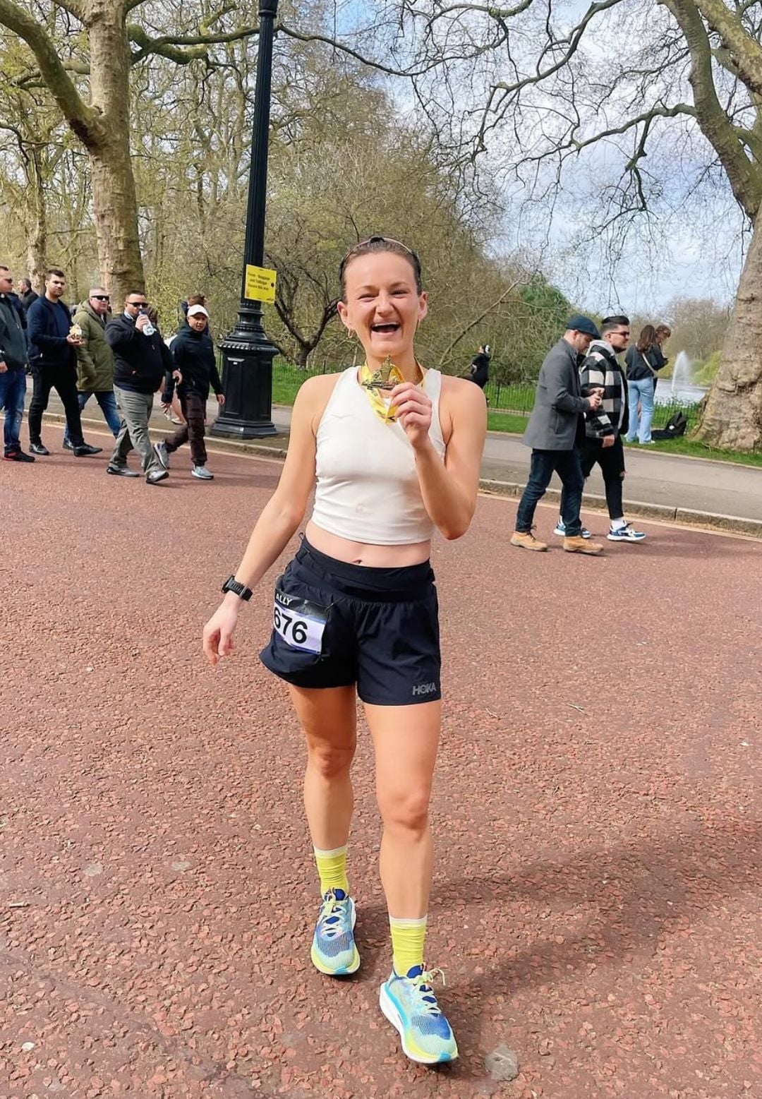 White Cropped Tank and Black Running Shorts — Cute Running Outfits