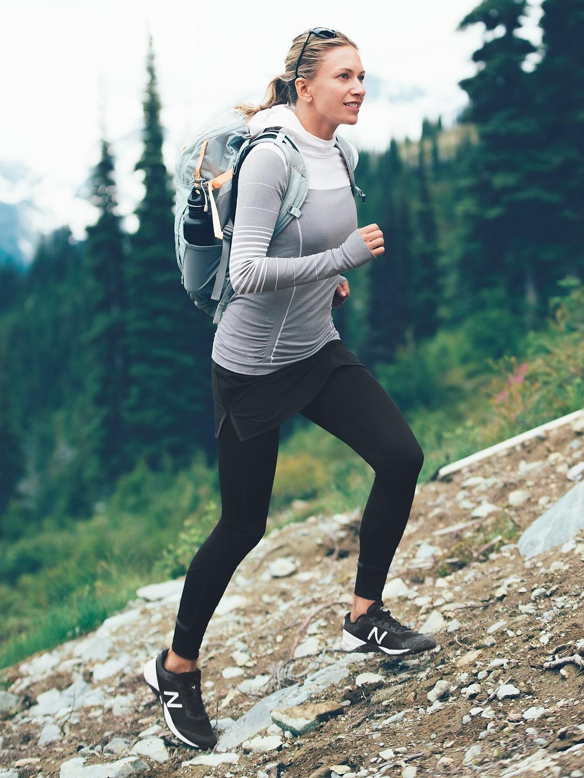 Grey Long-Sleeve Top with Running Skirt — Cute Running Outfits