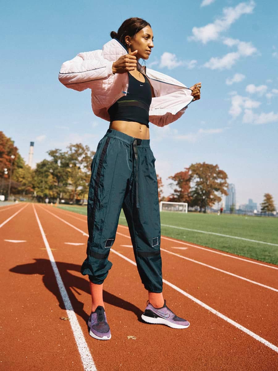 Oversized Track Pants with Puffer Jacket — Cute Running Outfits
