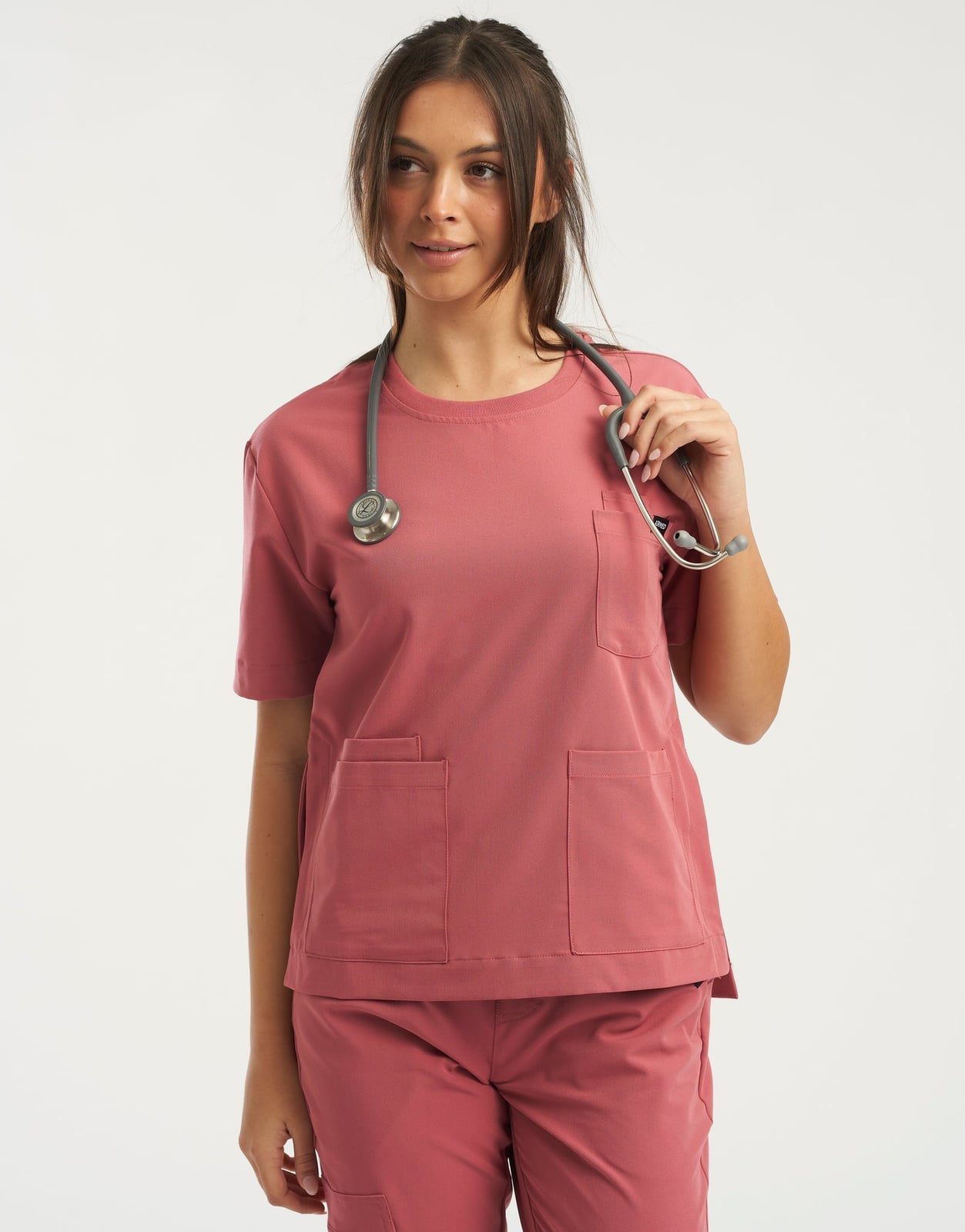 Rose Pink Scrub Set with Large Front Pockets — Cute Scrubs Outfits