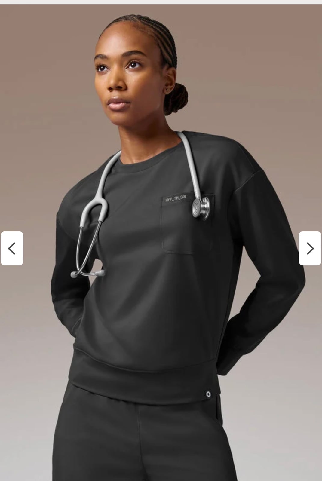 Dark Grey Minimalist Crewneck Scrub Set — Cute Scrubs Outfits