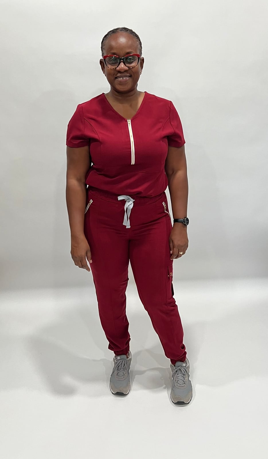 Maroon Scrub Set with Zipper Detail — Cute Scrubs Outfits