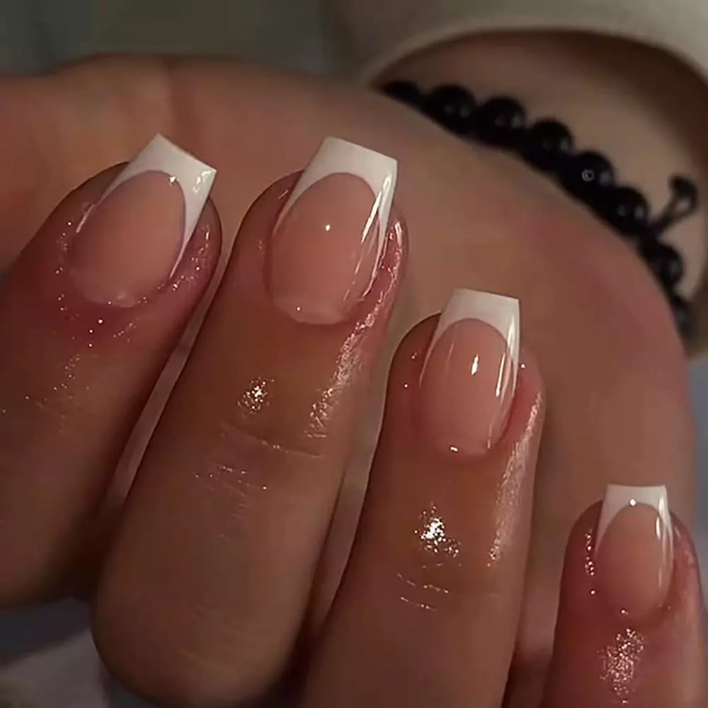 Classic French Tip Short Coffin Nails Classic French Tip Short Coffin Nails — Cute Short Coffin Nails