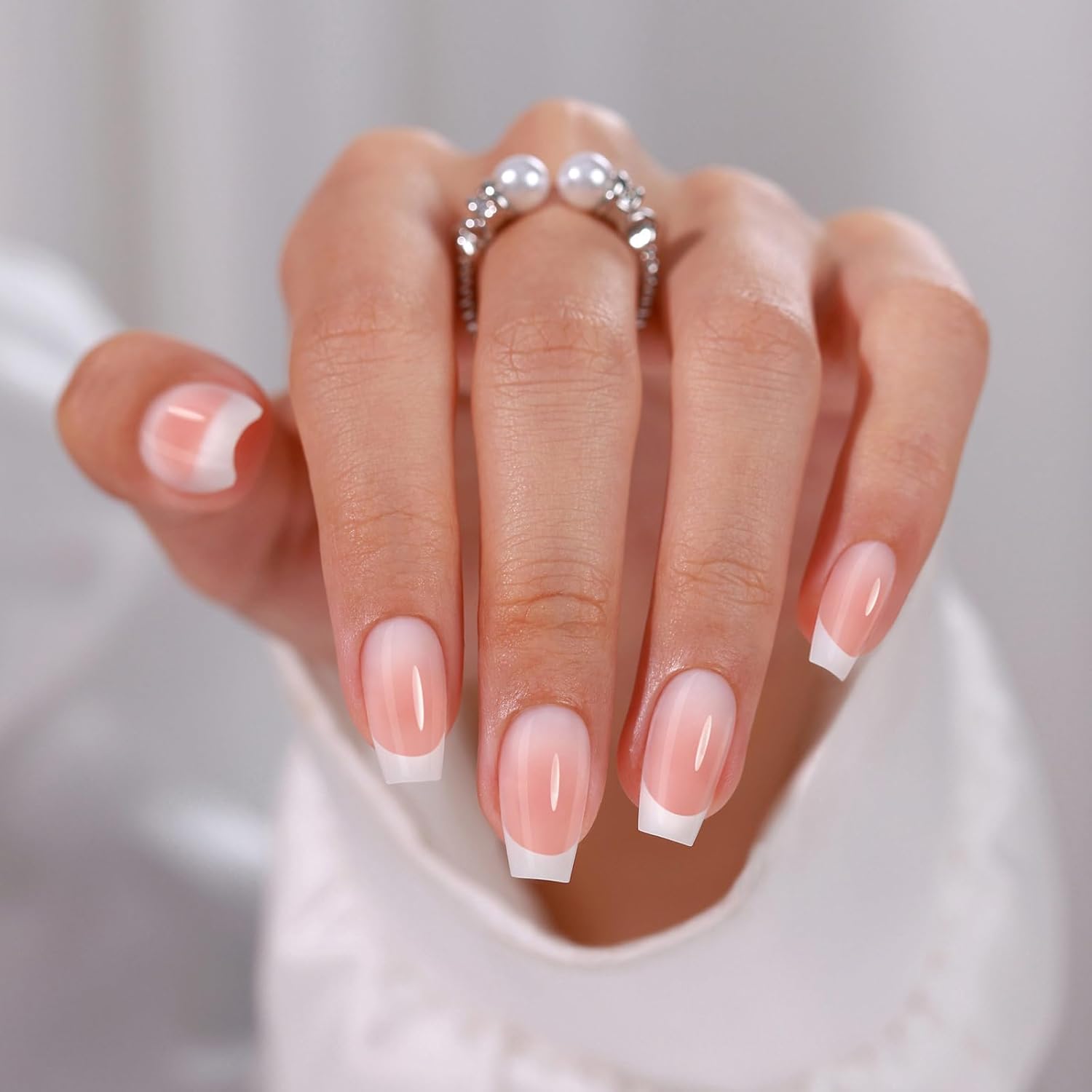 Milky Pink French Tip Short Coffin Nails Milky Pink French Tip Short Coffin Nails — Cute Short Coffin Nails