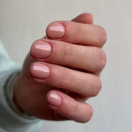 Sheer Nude Glossy Short Round Nails Sheer Nude Glossy Short Round Nails — Cute Short Round Nails