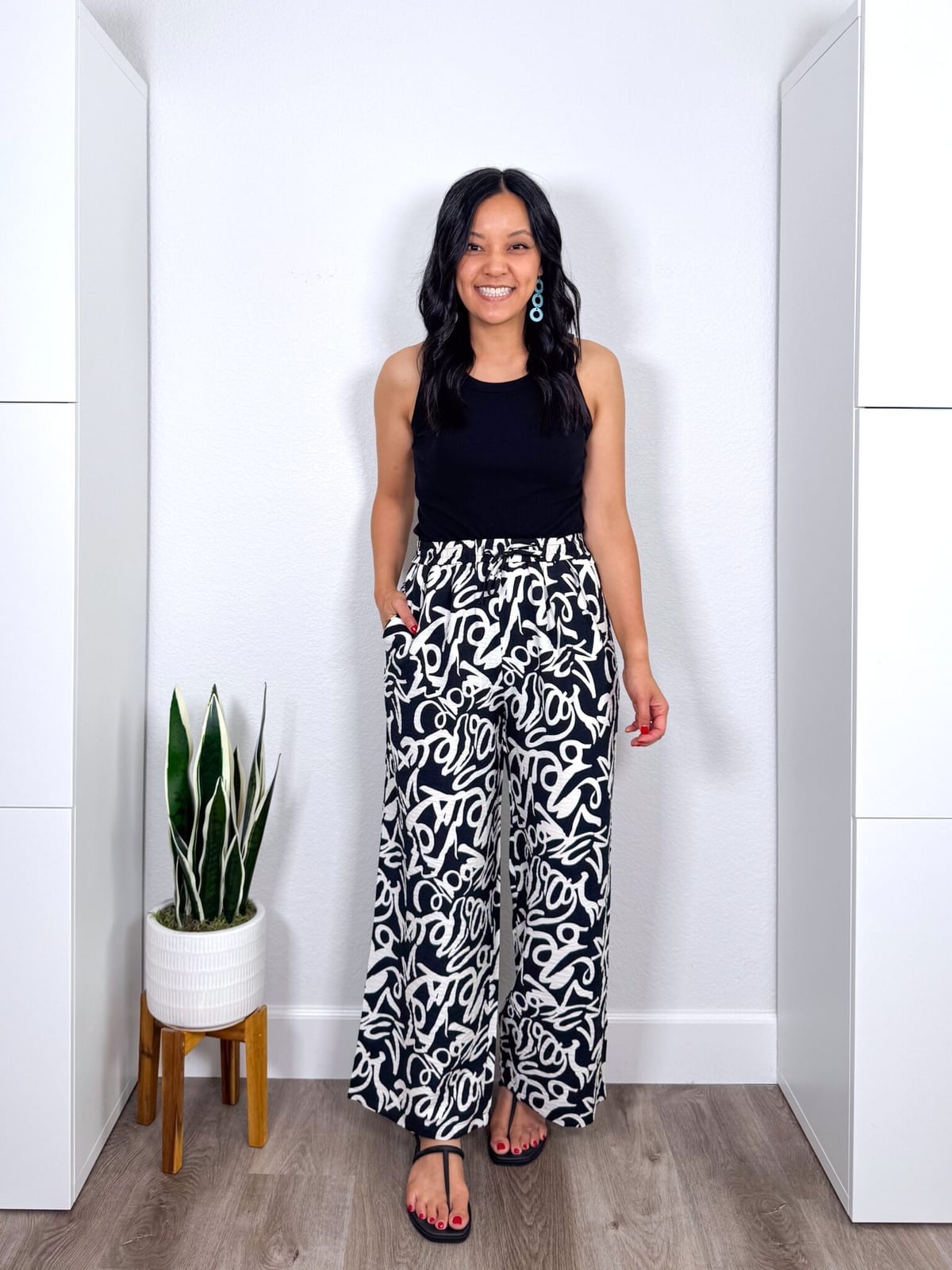 Patterned Wide Leg Pants and Tank Top Patterned Wide Leg Pants and Tank Top — Cute Simple Outfits