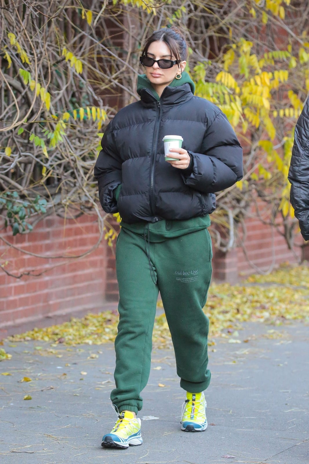 Forest Green Sweatpants Hoodie And Puffer Jacket — Cute Sweatpants Outfit Inspo