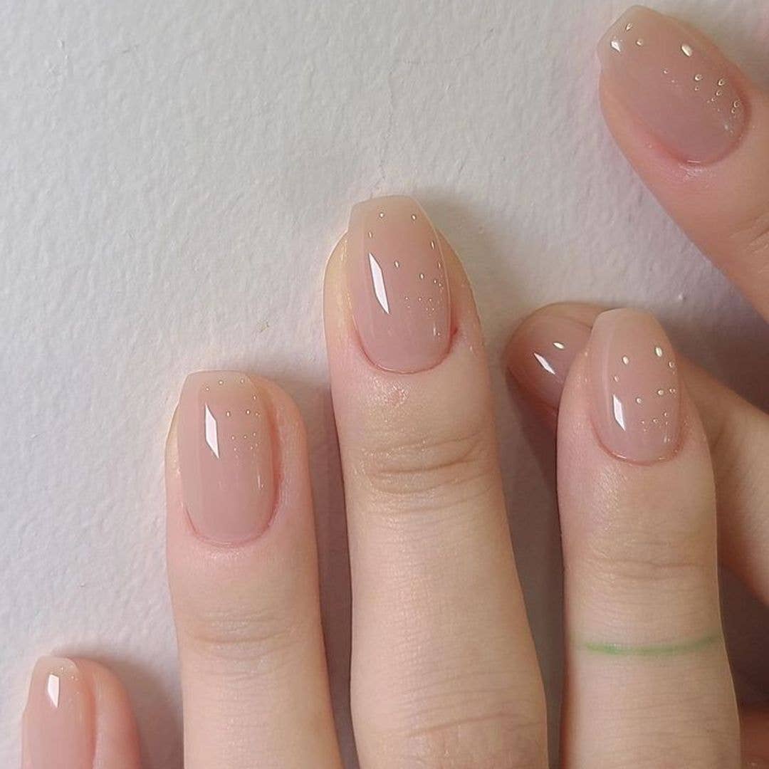 Sheer Nude White Dot Oval Nails — Cute Trendy Nails