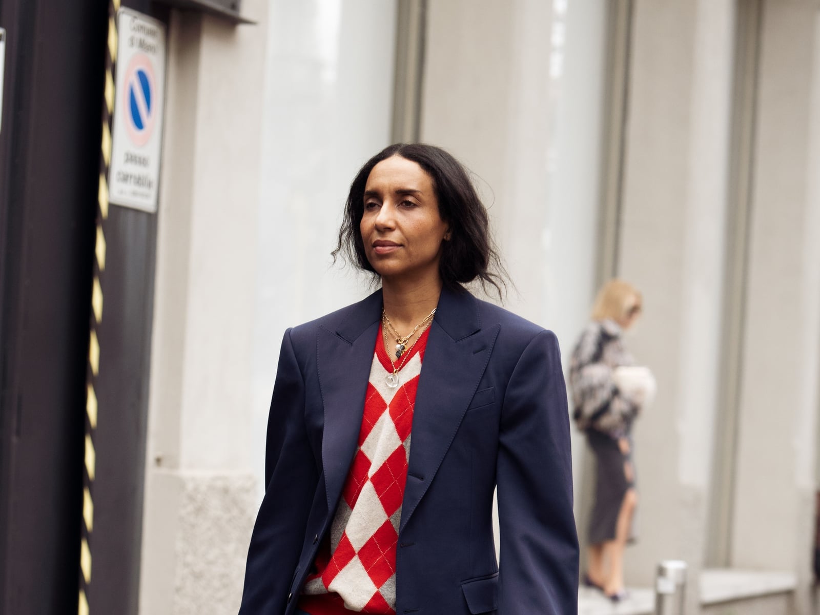Argyle Sweater Vest with Navy Blazer, Structured — Cute Unique Outfits