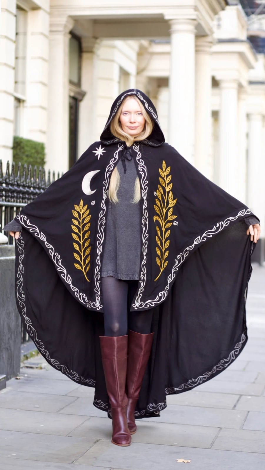 Embroidered Cape Over Knit Mini Dress — Cute Unique Outfits