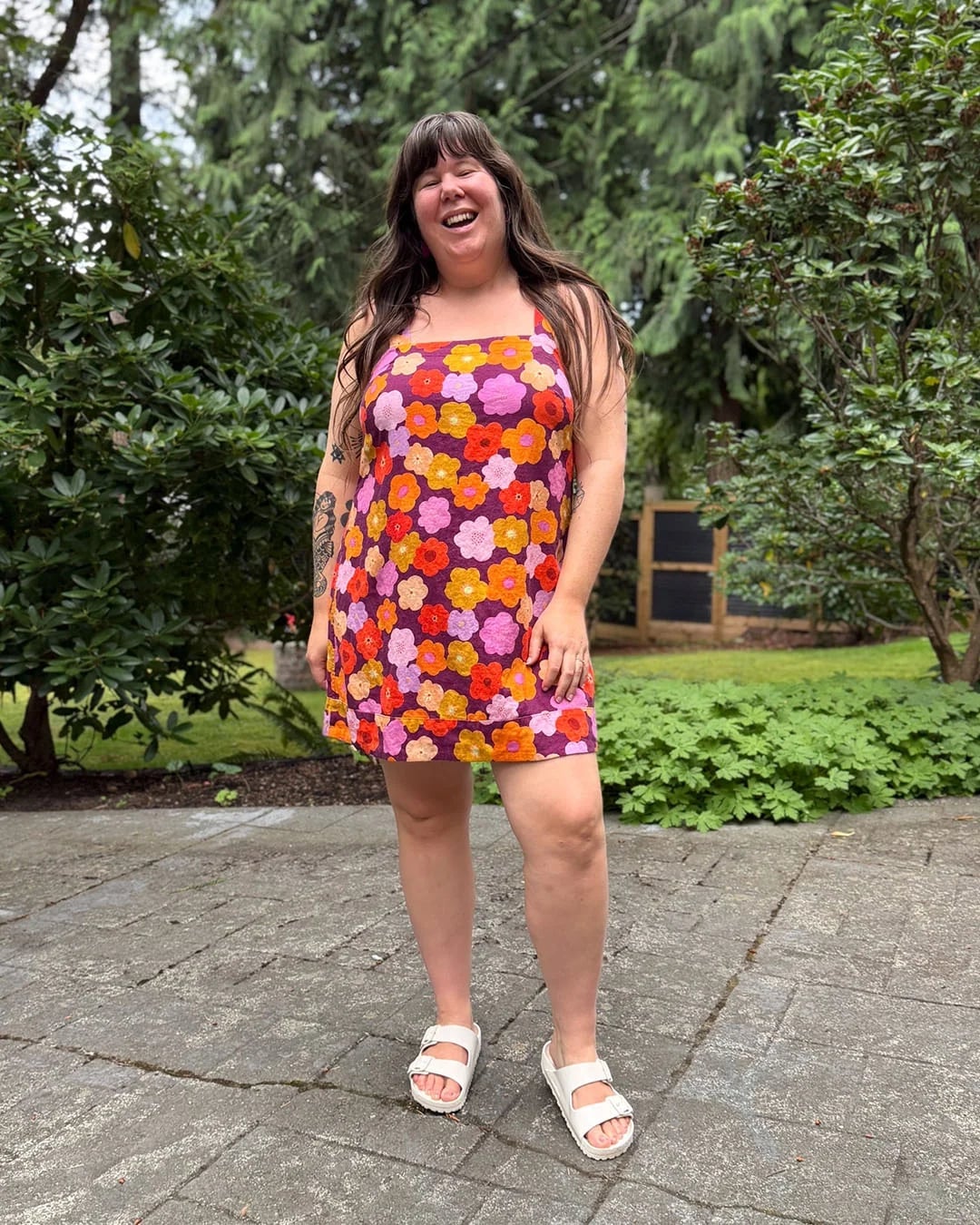 Purple Mini Dress With Bold Floral Print Purple Mini Dress With Bold Floral Print — DIY Dress Designs