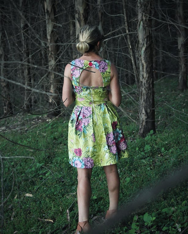 Lime Green Floral Print A-line Dress With Open Back Lime Green Floral Print A-line Dress With Open Back — DIY Dress Designs