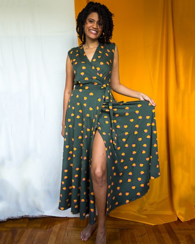 Green Dot Print Sleeveless Wrap Midi Dress With High Slit Green Dot Print Sleeveless Wrap Midi Dress With High Slit — DIY Dress Designs