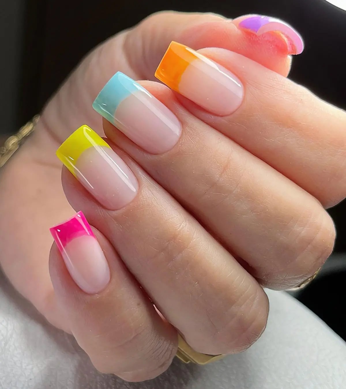 Sheer Neon Color Tip Medium Square Nails Sheer Neon Color Tip Medium Square Nails — Easy Nail Art Ideas