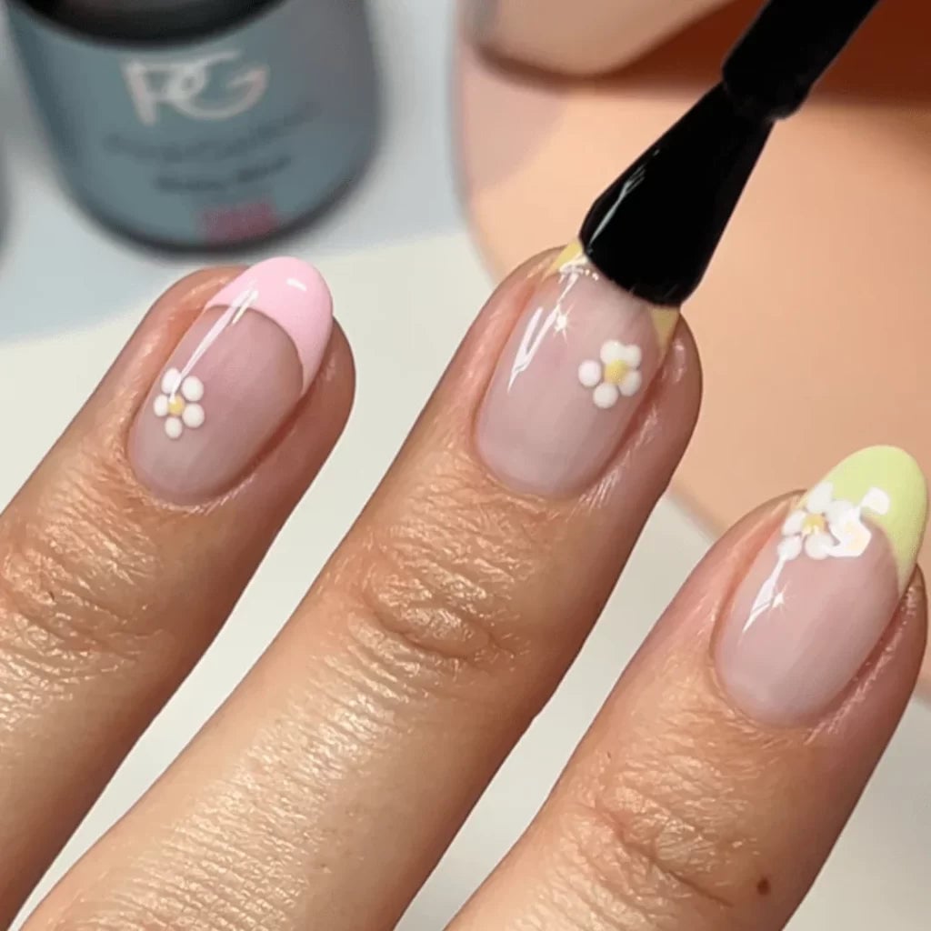 Short Square 3D Flower French Tip Nails Short Square 3D Flower French Tip Nails — Easy Nail Art Ideas