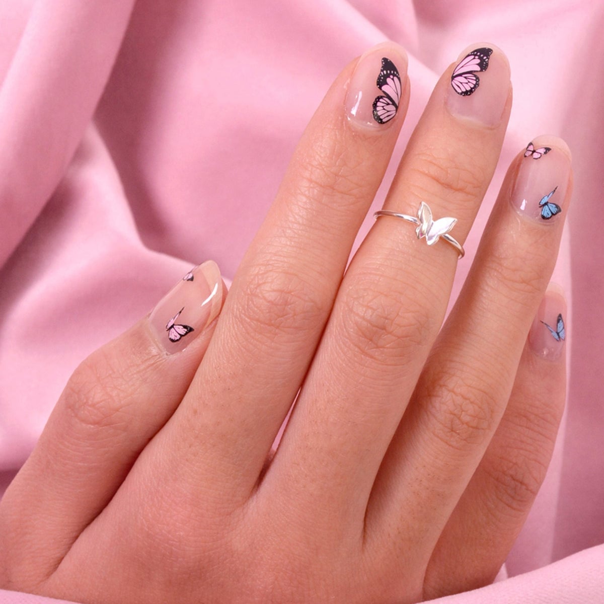 Clear Glossy Butterfly Decal Short Square Nails Clear Glossy Butterfly Decal Short Square Nails — Easy Nail Art Ideas