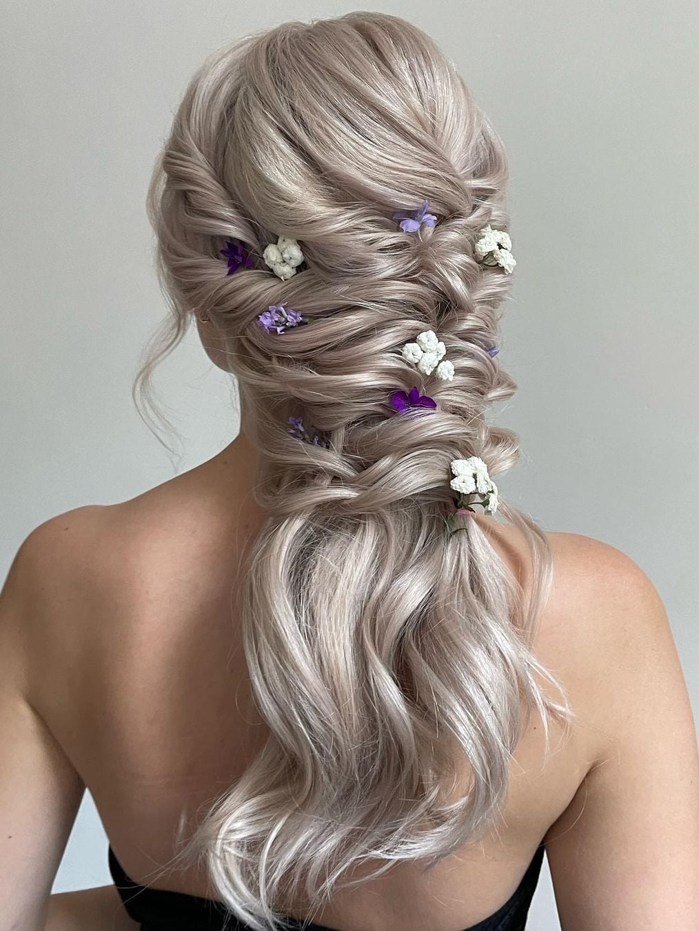Braided Side Ponytail With Flowers — Easy Wedding Hairstyles for Long Hair