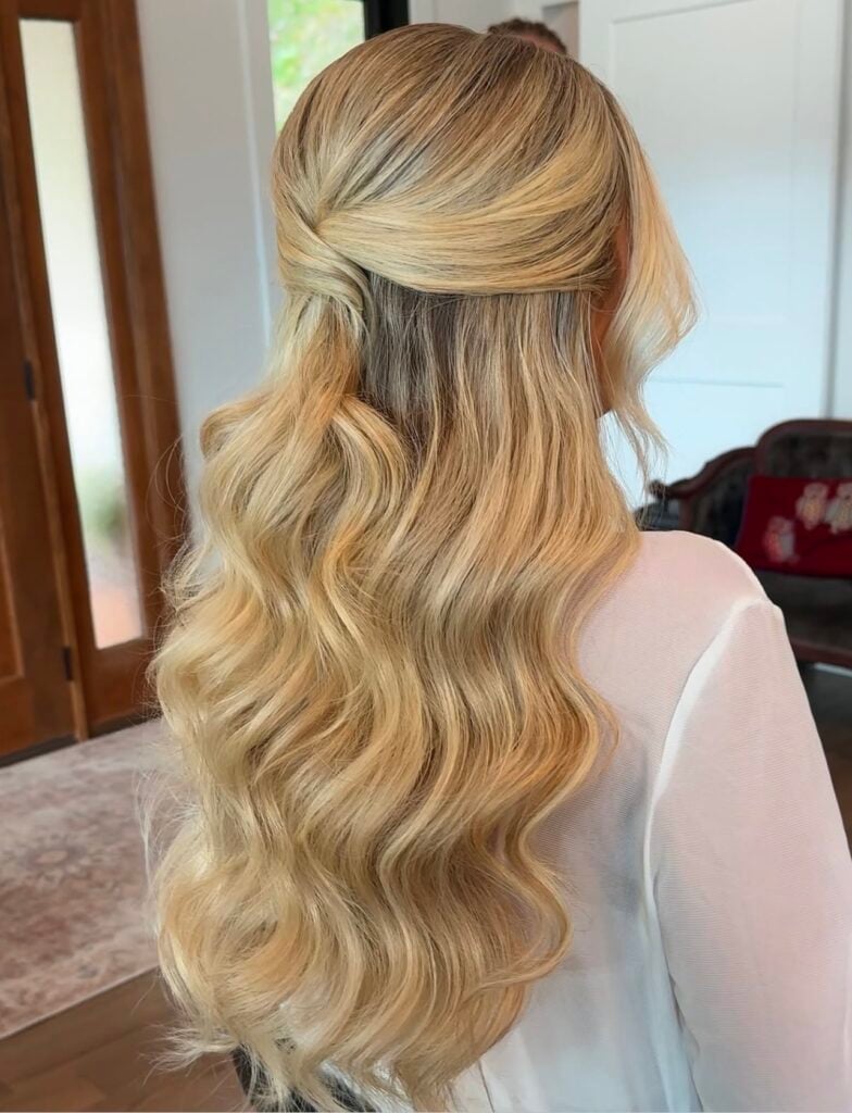 Twisted Half-Up With Soft Waves — Easy Wedding Hairstyles for Long Hair