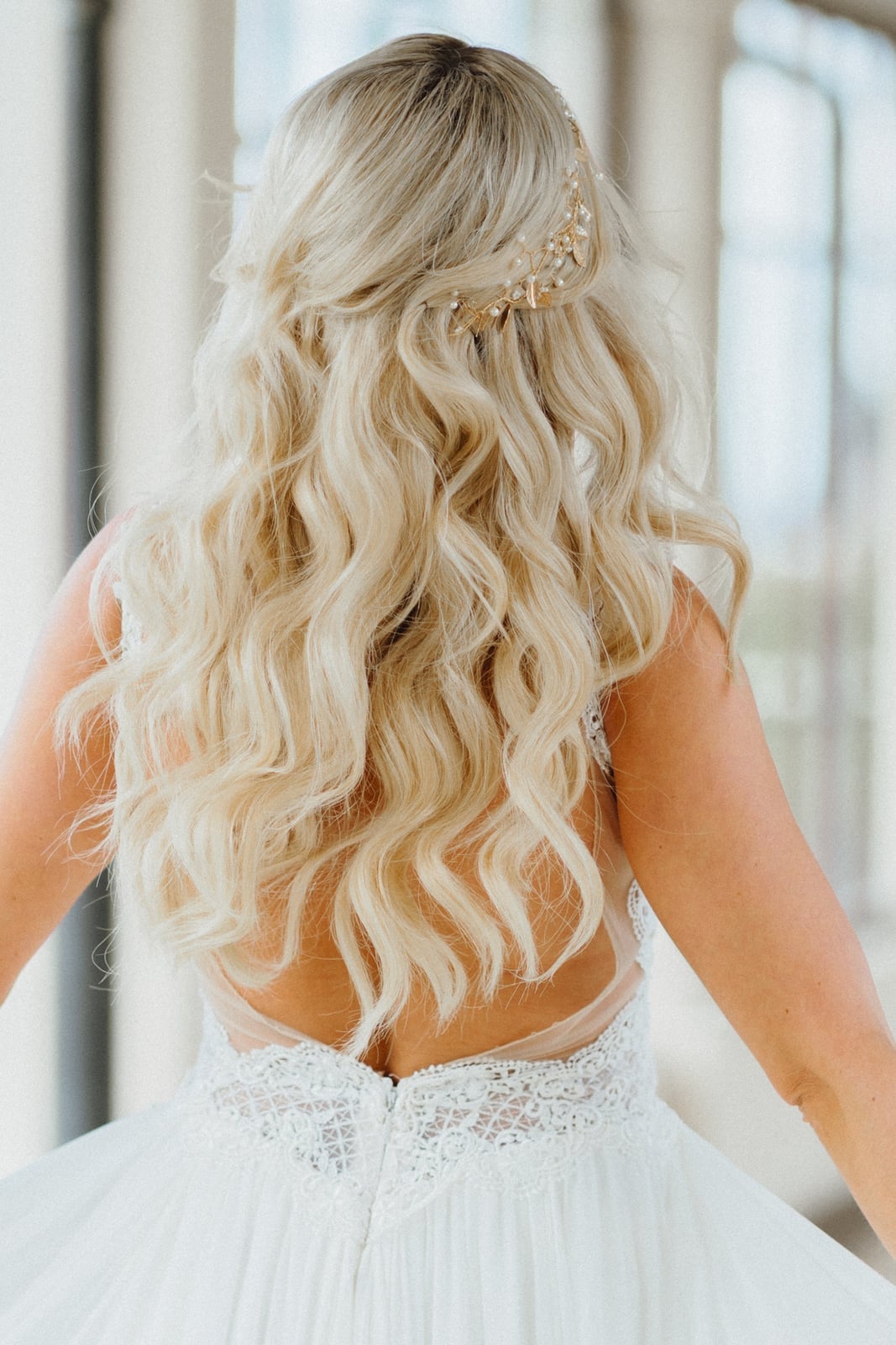 Twisted Half-Up With Ornate Hair Accessory — Easy Wedding Hairstyles for Long Hair