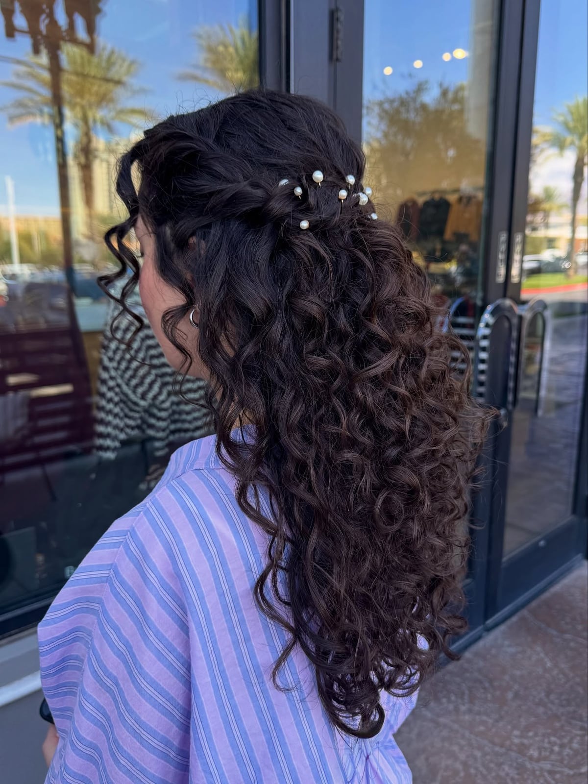 Braided Crown With Curls And Pearls — Easy Wedding Hairstyles for Long Hair
