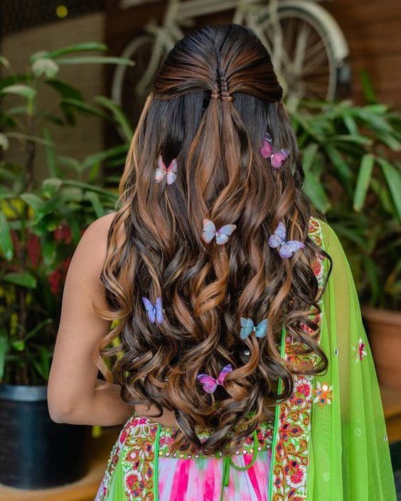 Half-Up With Butterfly Clips And Curls — Easy Wedding Hairstyles for Long Hair
