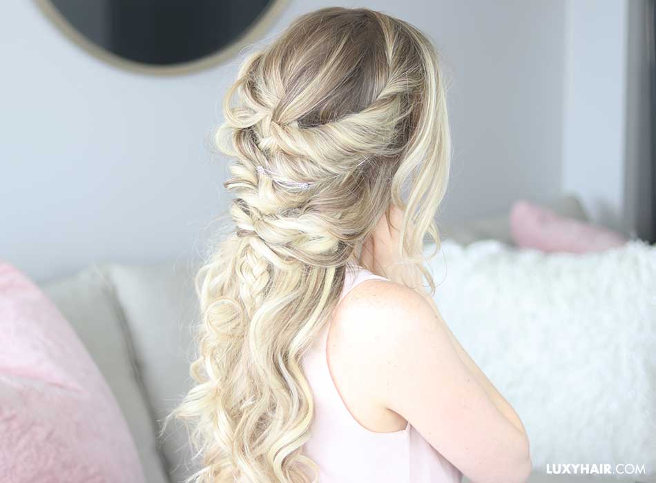 Complex Braided Ponytail With Loose Curls — Easy Wedding Hairstyles for Long Hair