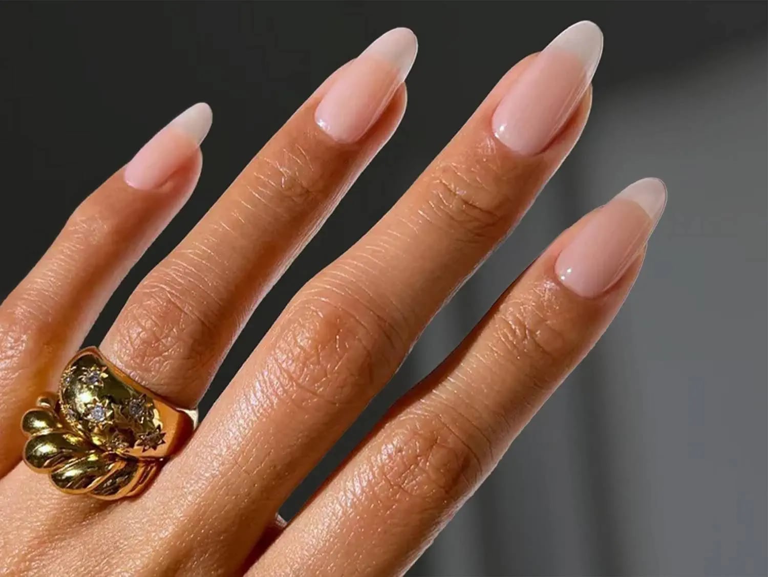 Long Almond Nails with Classic French Manicure — Elegant Bridal Nails
