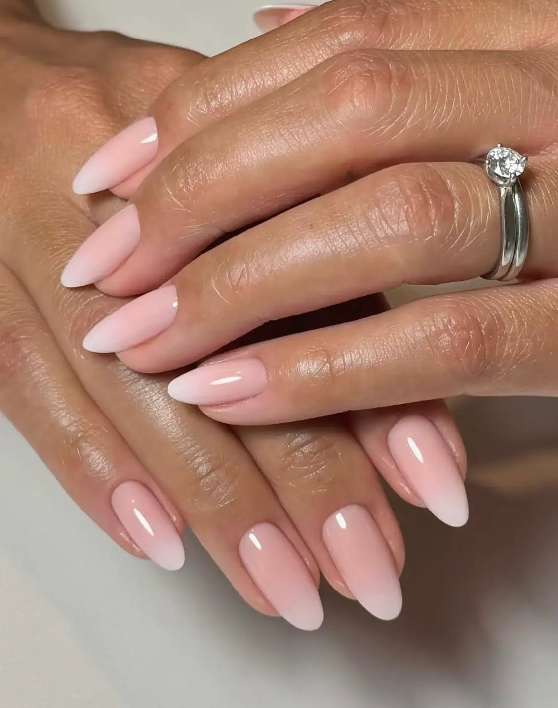 Ombre French Almond Nails — Elegant Bridal Nails